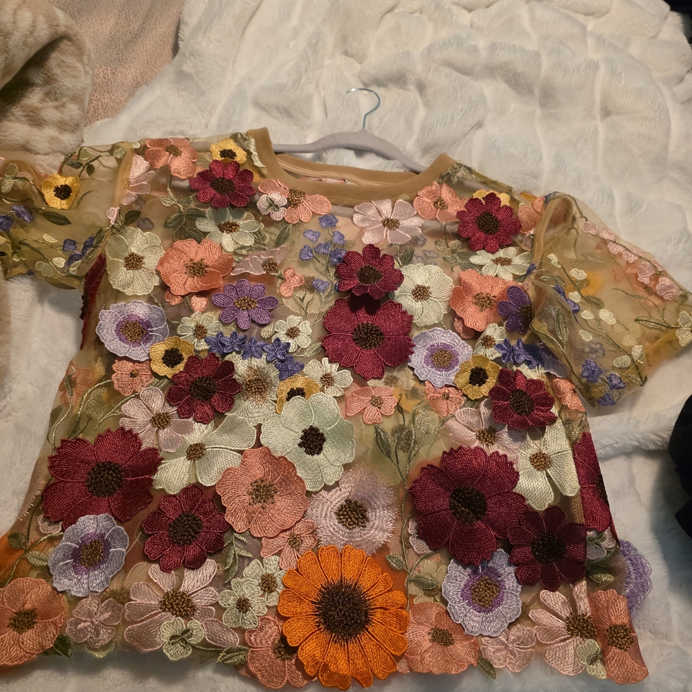 Dolan Floral Embroidered Womens Top